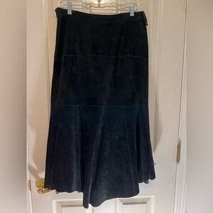 Cabi Vintage Black Suede High Low Skirt